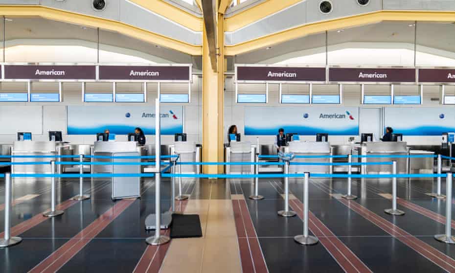 Empty airport check-in desks