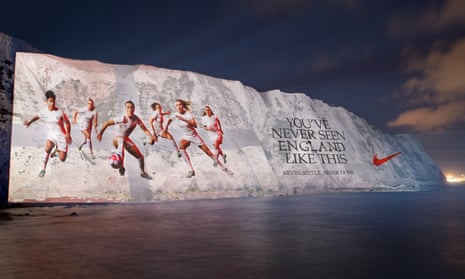 England players on white cliffs of dover