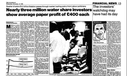 Thames Water’s privatisation, Guardian, 13 December 1989.