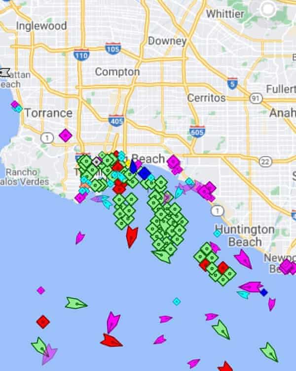 An overview of marine traffic in the ports of Los Angeles and Long Beach.