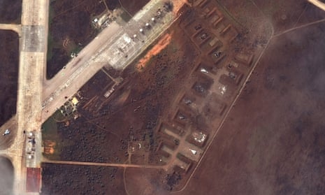 A satellite image of Russia’s Saki airbase in Crimea, Ukraine, after a reported attack