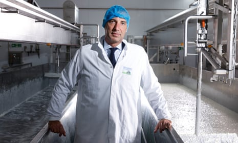 Robert Graham, chief executive of Graham’s Dairy, stood next to vats of cottage cheese at its factory in Cowdenbeath, Scotland.