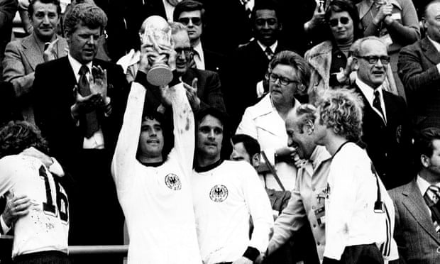 Gerd Müller lifts the World Cup for West Germany in Munich in 1974.