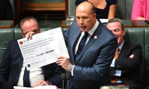 Minister for home affairs Peter Dutton during question time on Wednesday.