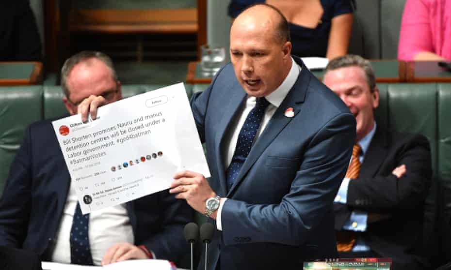 Minister for home affairs Peter Dutton during question time on Wednesday.