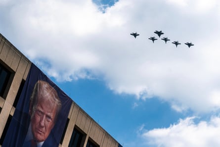 Jets and a banner of Donald Trump