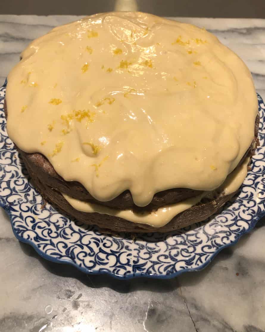 ‘I fear the icing on mine is a little under-whipped’: apple and olive oil cake with maple icing.