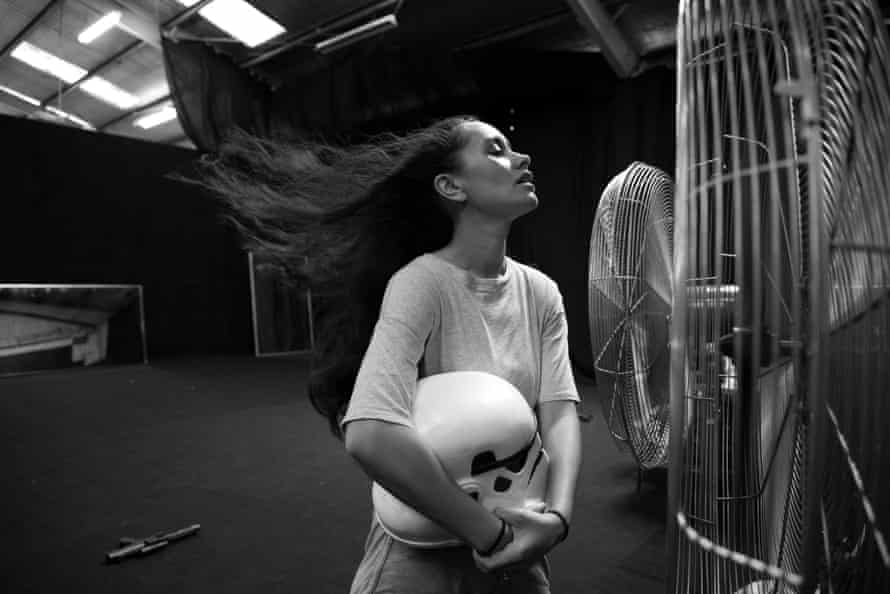 Karlee Misipeka cools down in between dance rehearsals