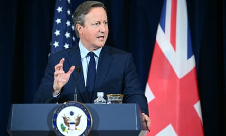 David Cameron during a joint press conference with US Secretary of State Antony Blinken.