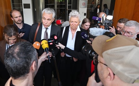 Defence lawyers Peter Sekulic and Ellen Holager Andenæs speak to reporters after the verdict.
