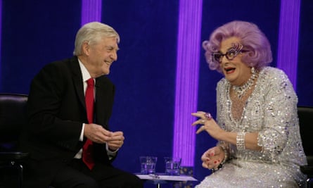 Part of the culture ⦠the real Michael Parkinson interviewing Dame Edna Everage in 2004.