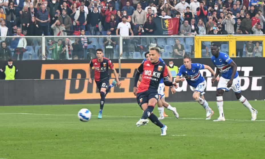 Genoa’s Domenico Criscito watches as his penalty is saved in the 1-0 defeat by Sampdoria.