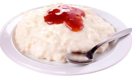 Rice pudding topped with jam
