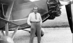 The French writer and aviator Antoine de Saint-Exupéry posing in front of his plane.