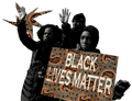 People holding a protest sign that reads ‘Black Lives Matter.’