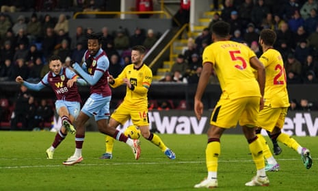 Burnley’s Josh Brownhill scores their fifth goal against Sheffield United.