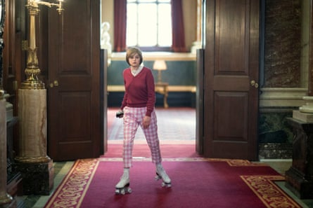 She rollerskates! Emma Corrin as Diana in season 4, episode 3 of The Crown.