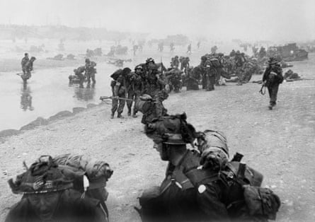 British troops take positions on Sword beach during D-day on 6 June 1944.