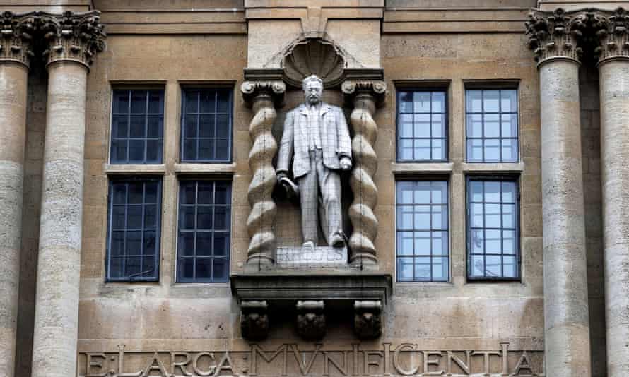 A statue of Cecil Rhodes outside Oriel College, Oxford