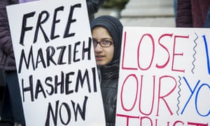 Supporters of Marzieh Hashemi demonstrate in Washington.