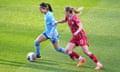 Manchester City's Yui Hasegawa (left) and Bristol City's Amalie Thestrup battle for the ball.