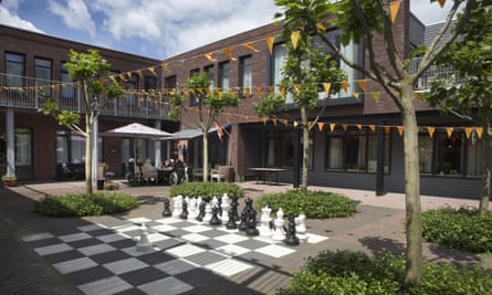 Dutch dementia village, gated community called De Hogewejk in Weesp where people with dementia are cared for. The big square in ‘De Hogeweyk’