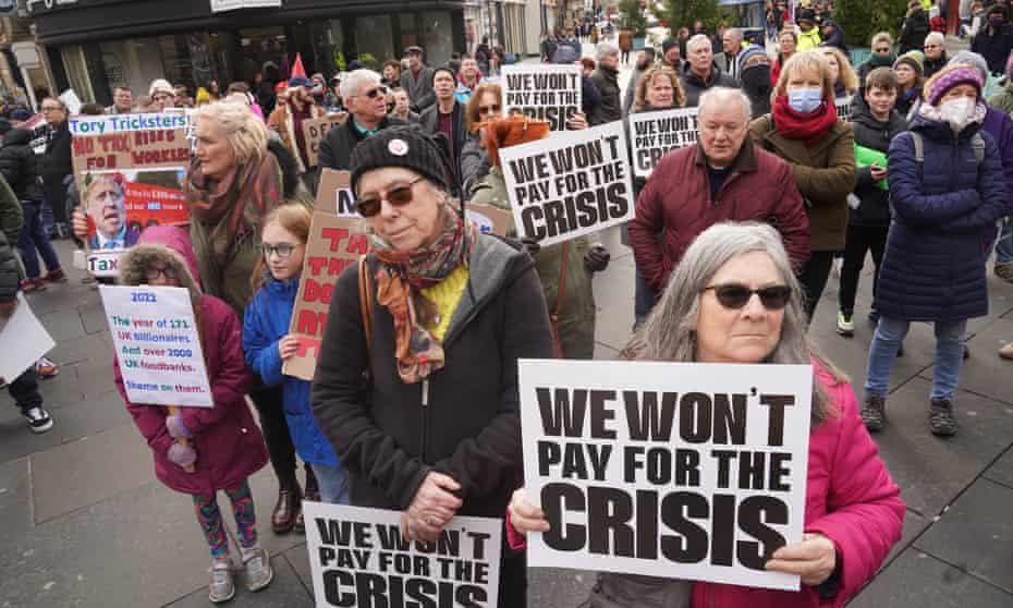 People in Newcastle take part in the People's Assembly’s nationwide protest against the rising cost of living.