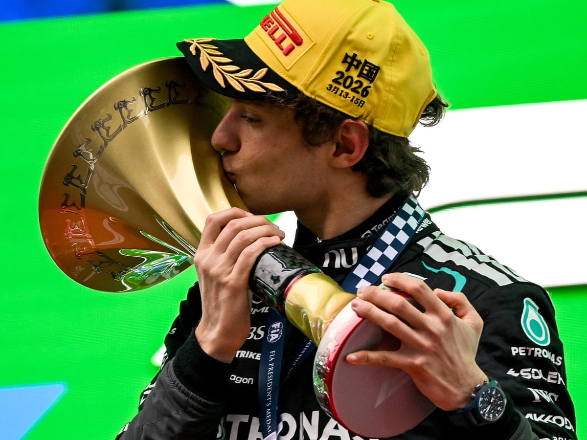 Kimi Antonelli wins F1 Chinese GP from pole as Lewis Hamilton claims first Ferrari podium | Formula One 2026 | The Guardian
