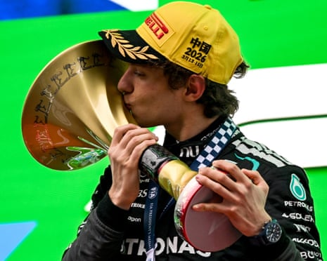 Kimi Antonelli wins F1 Chinese GP from pole as Lewis Hamilton claims first Ferrari podium | Formula One 2026 | The Guardian