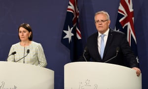 New South Wales premier Gladys Berejiklian and prime minister Scott Morrison announcing a new multibillion-dollar fund to open up gas for the domestic market and to fund emissions reduction projects.
