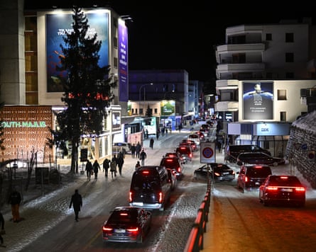 Traffic jam on promenade road during the World Economic Forum