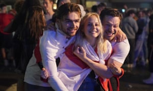 England fans celebrate in Piccadilly Circus, London.