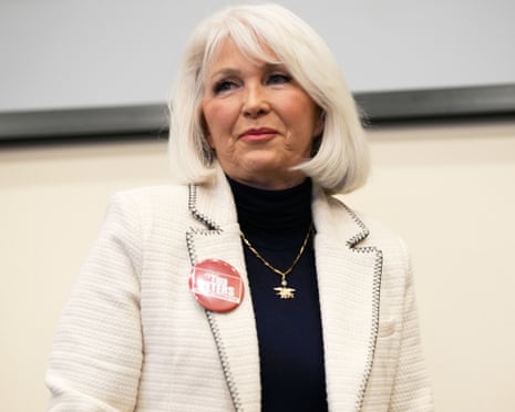 Tina Peters at a debate in Hudson, Colorado in February 2023.