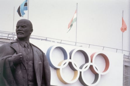 A statue of Lenin sits the main stadium for the 1980 summer Olympic Games in Moscow.
