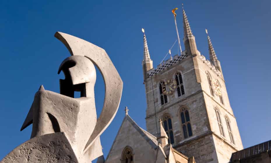 Minerva, 1966, by Alan Collins, is located just north of Southwark Cathedral in London.