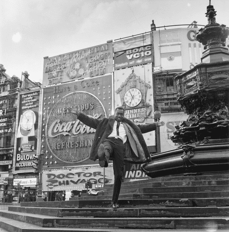 BBC radio’s Mike Eghan at Piccadilly Circus, London, 1967.
