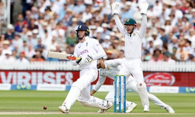 England's Zak Crawley is bowled out by South Africa at Lord's