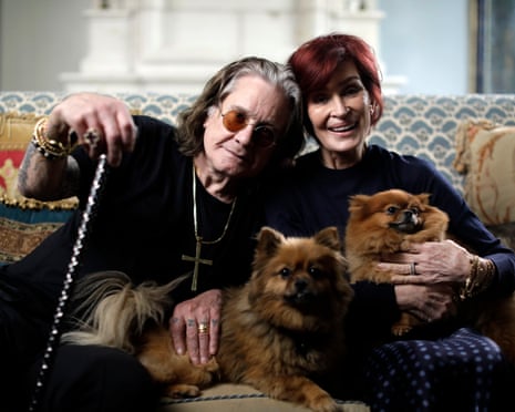 Ozzy and Sharon Osbourne and their dogs