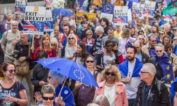 Participants in an anti-Brexit march in London on Saturday
