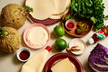 Photo of celeriacs and taco ingredients