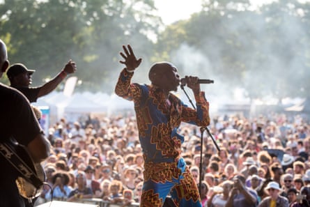 Seun Kuti &amp; Egypt 80 performing at Walthamstow Garden Party in 2018.