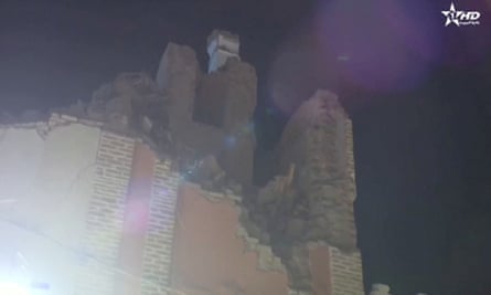A damaged building in Marrakech in the aftermath of the quake, seen in a screen grab