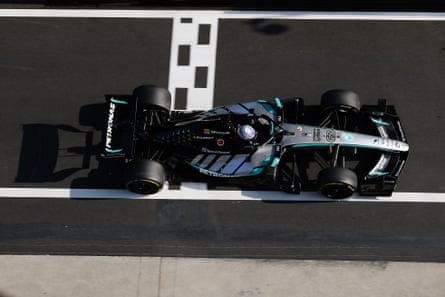 George Russell drives his Mercedes