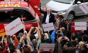 Jeremy Corbyn with Labour supporters in Harrow