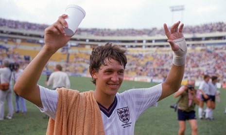Gary Lineker in an England shirt at the 1986 World Cup.