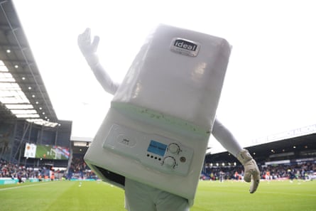 ‘Boiler Man’, the club mascot of West Bromwich Albion