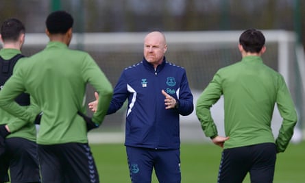 Sean Dyche at Everton training in February