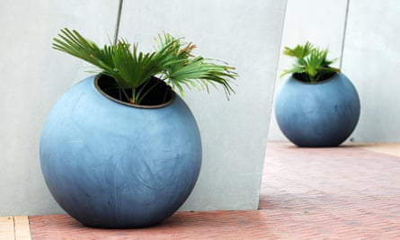 Round, blue planters