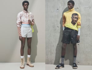Dior models in outfits inspired by Boafo’s portraits.