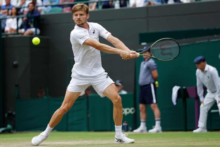 David Goffin in action during his men’s singles quarter-final match against Cameron Norrie.